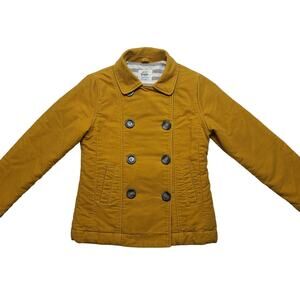 Mini Boden solid velveteen double breasted jersey-lined pea coat jacket